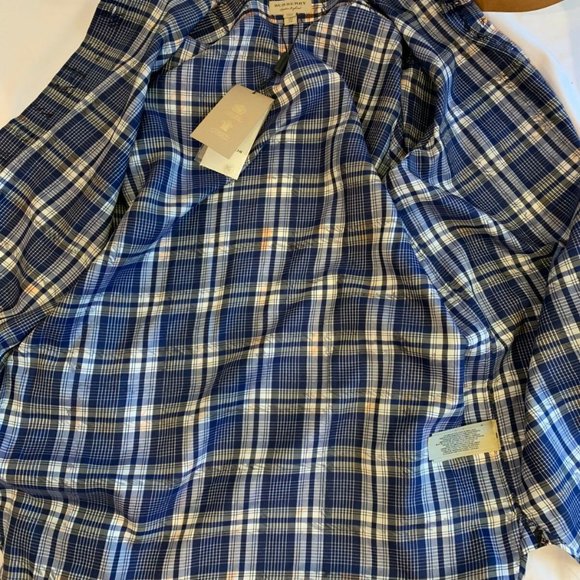 Burberry London Chava Scribble Check SILK Shirt Blouse Size US 4 NWT Navy $490 - Picture 7 of 7